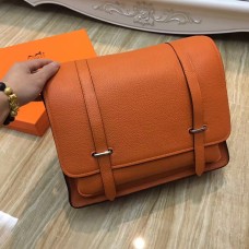 Hermes Steve Men Crossbody Leather Bag Orange