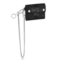 Portafoglio compatto con catena Louis Vuitton x Supreme M67711 Epi Leather nero