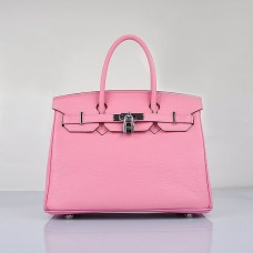 Hermes Birkin 30cm Togo Leather Handbags Cherry Pink Silver