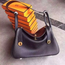Hermes Lindy 30cm Handbag Black Gold