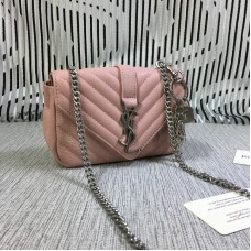 YSL Small Envelope Chain Bag Goatskin Pink 18cm
