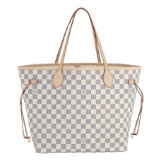 Louis Vuitton N51107 Neverfull MM Shoulder Bag Damier Azur Canvas
