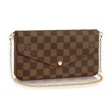 Louis Vuitton N63032 Pochette Felicie Catena Portafoglio Damier Ebene Canvas